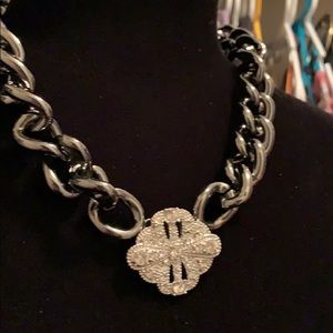 Chunky chain necklace with Rhinestone pendant